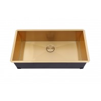 Kingsman Satin Gold Matte Brass Stainless Steel Undermount 16-Gauge Kitchen Sink Single Bowl (36 Inch)